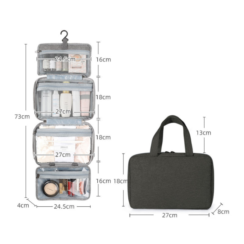 Travelique Reiskosmetik Organizer | Compact & Waterafstotend | Met 4 vakken & 360° haak | Voor dames & heren