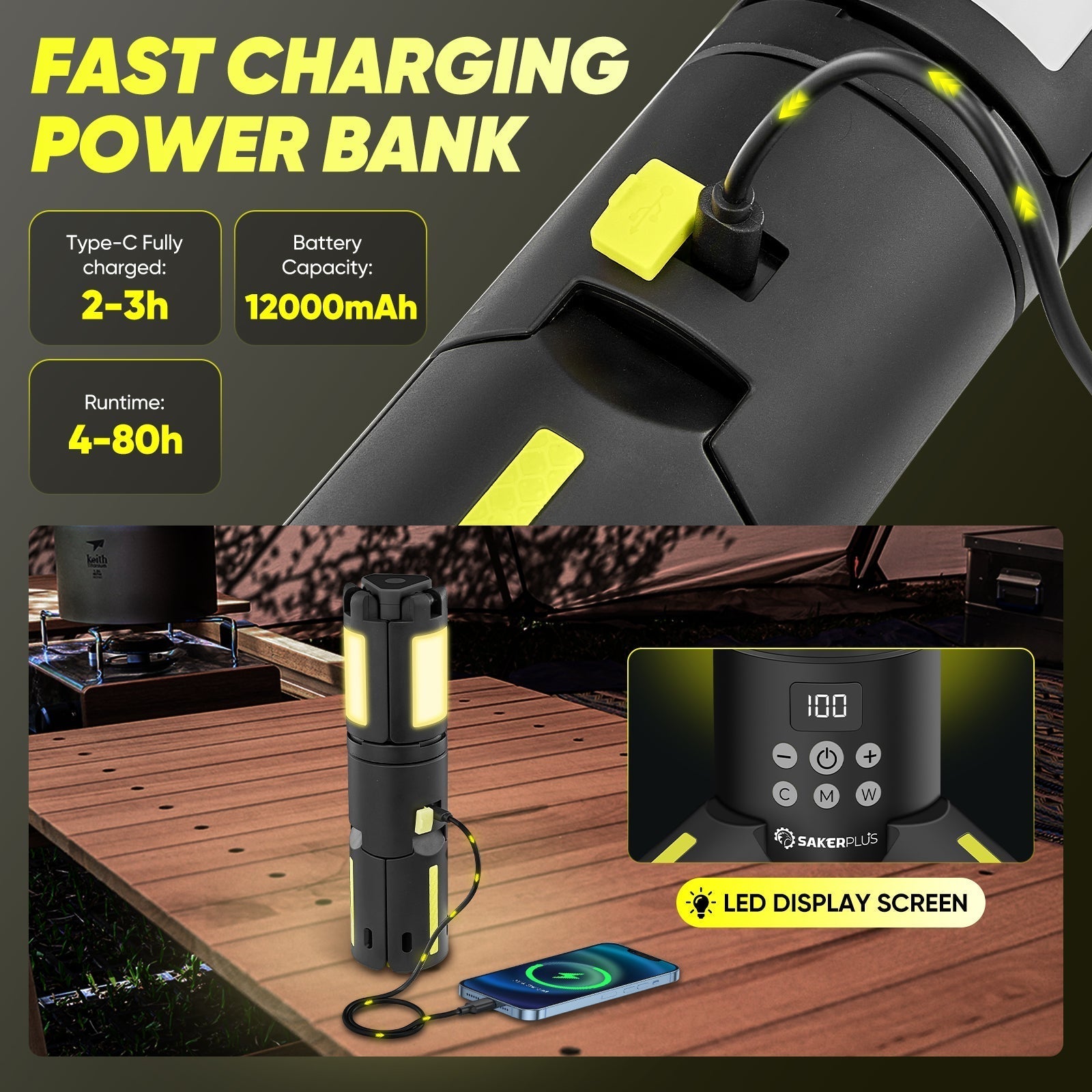 Brehn | SakerPlus Telescoop Campinglampen met Standaard