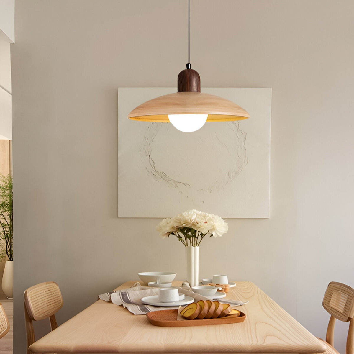 Japanse Wabi-Sabi Walnoot Hanglamp