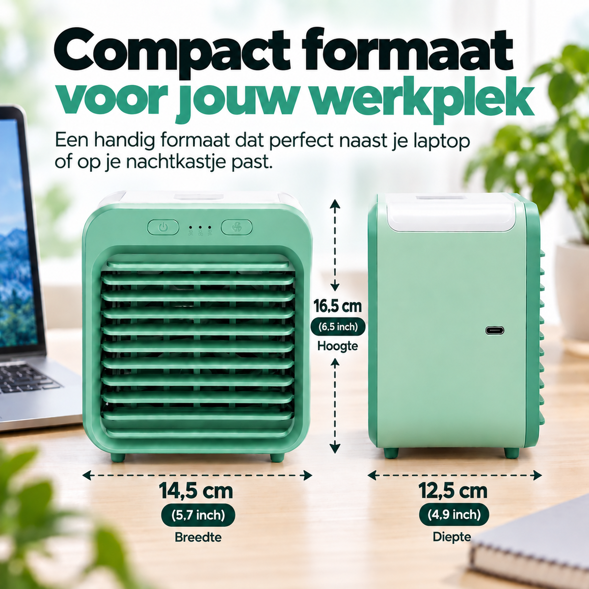 Draagbare luchtkoeler voor op het bureau