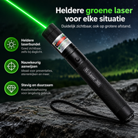 Laserpointer met precisiestraal | Zeer goed zichtbaar, zelfs op grote afstanden, perfect voor nauwkeurigheid bij presentaties en buitenactiviteiten.