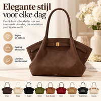 Schoudertas Hana Patroon Suede Uiterlijk en Grote Capaciteit
