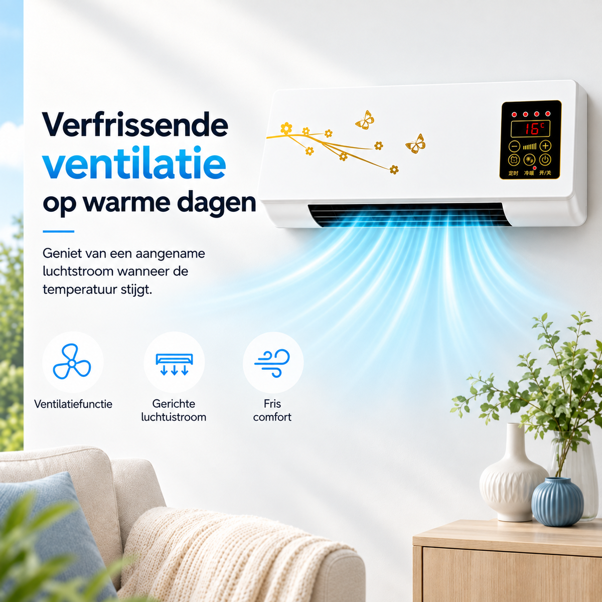 AirChill – Compacte Wandventilator met Afstandsbediening