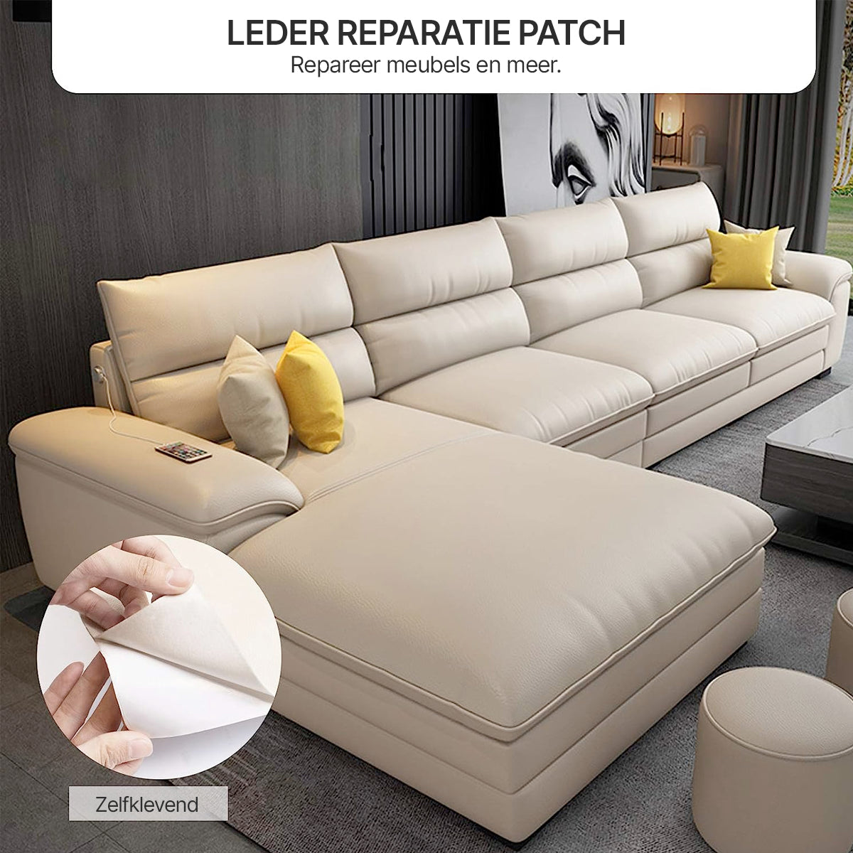 Zelfklevende PU-Leren Reparatiepatch - Waterdicht en Sterk