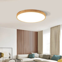 Nordic Massief Houten Ronde Ultra-dunne LED Plafondlamp 1-Licht