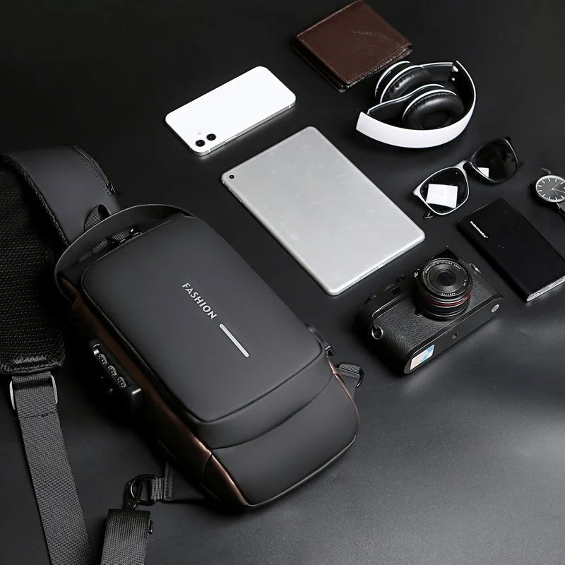 Diefstalbestendige schoudertas met USB-oplaadpoort