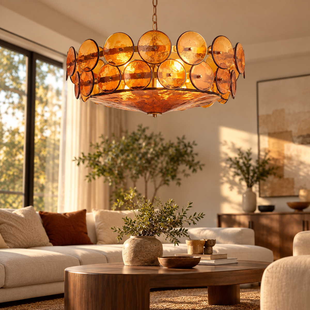 Ventilo Moderne Hanglamp van Amber Glas