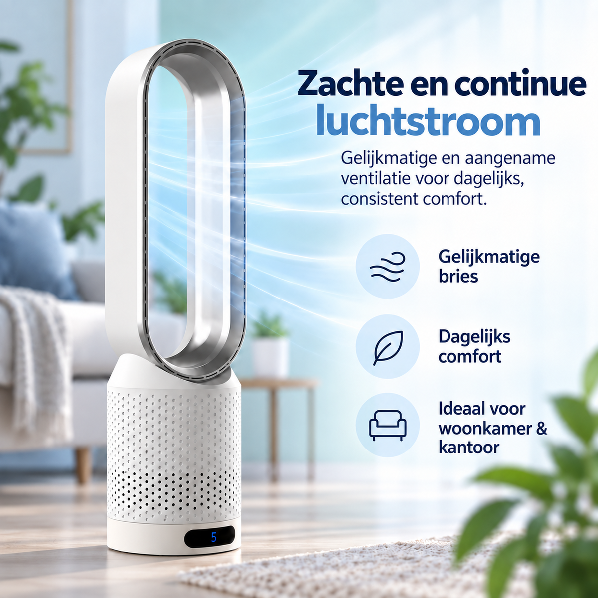 AirPure – Ultrastille bladloze torenventilator (< 32 dB)