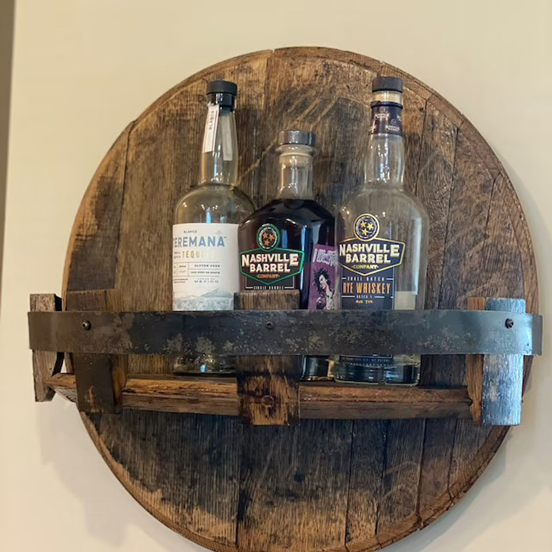 Whiskeyvat Wandrek | Rustiek Massief Hout-Design | Rond