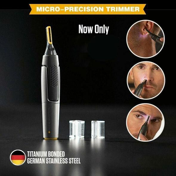 Professionele Ultradunne Precisietrimmer | Titanium Roestvrijstalen Bladen | Ingebouwde LED-Lamp | Micro-Oscillatie Technologie | Voor Neus, Oren & Contouren