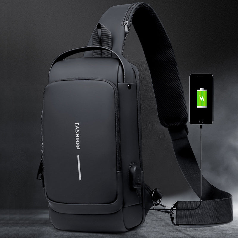 Diefstalbeveiligde schoudertas met USB-oplaadpoort