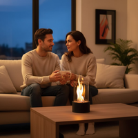 Tafel Bio-ethanol Haard met Glazen Cilinder en Metalen Basis