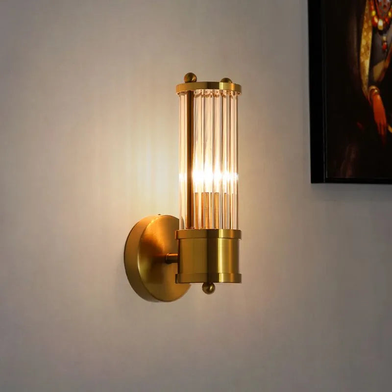 Kristy Amerikaanse Cilindrische Elegante Gouden Glas/Metaal Vanity Wandlamp