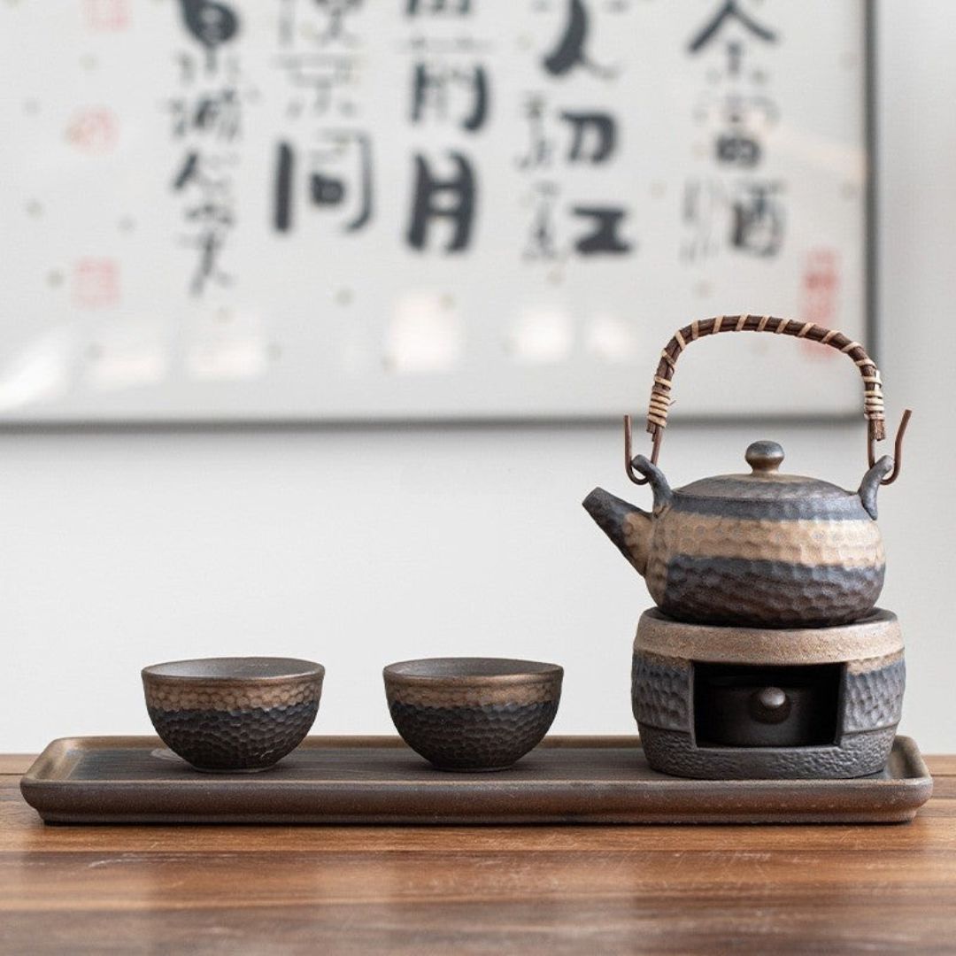 Japanse Keramische Theeset met Warmhouder voor Een Rustgevende en Elegante Beleving