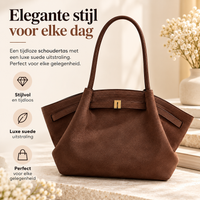 Schoudertas Hana Patroon Suede Uiterlijk en Grote Capaciteit