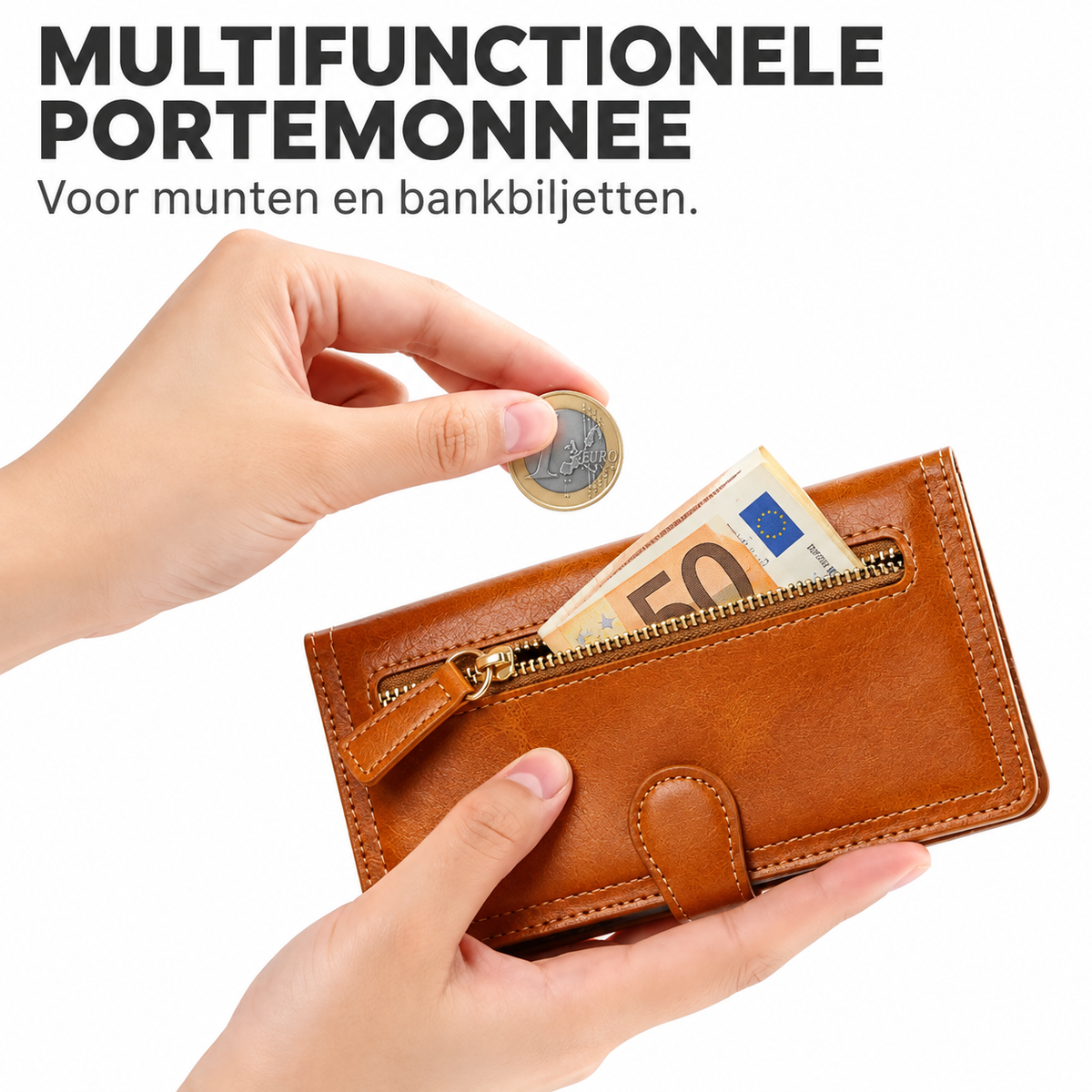 Premium Leer iPhone Flip Portemonnee & Stand Case