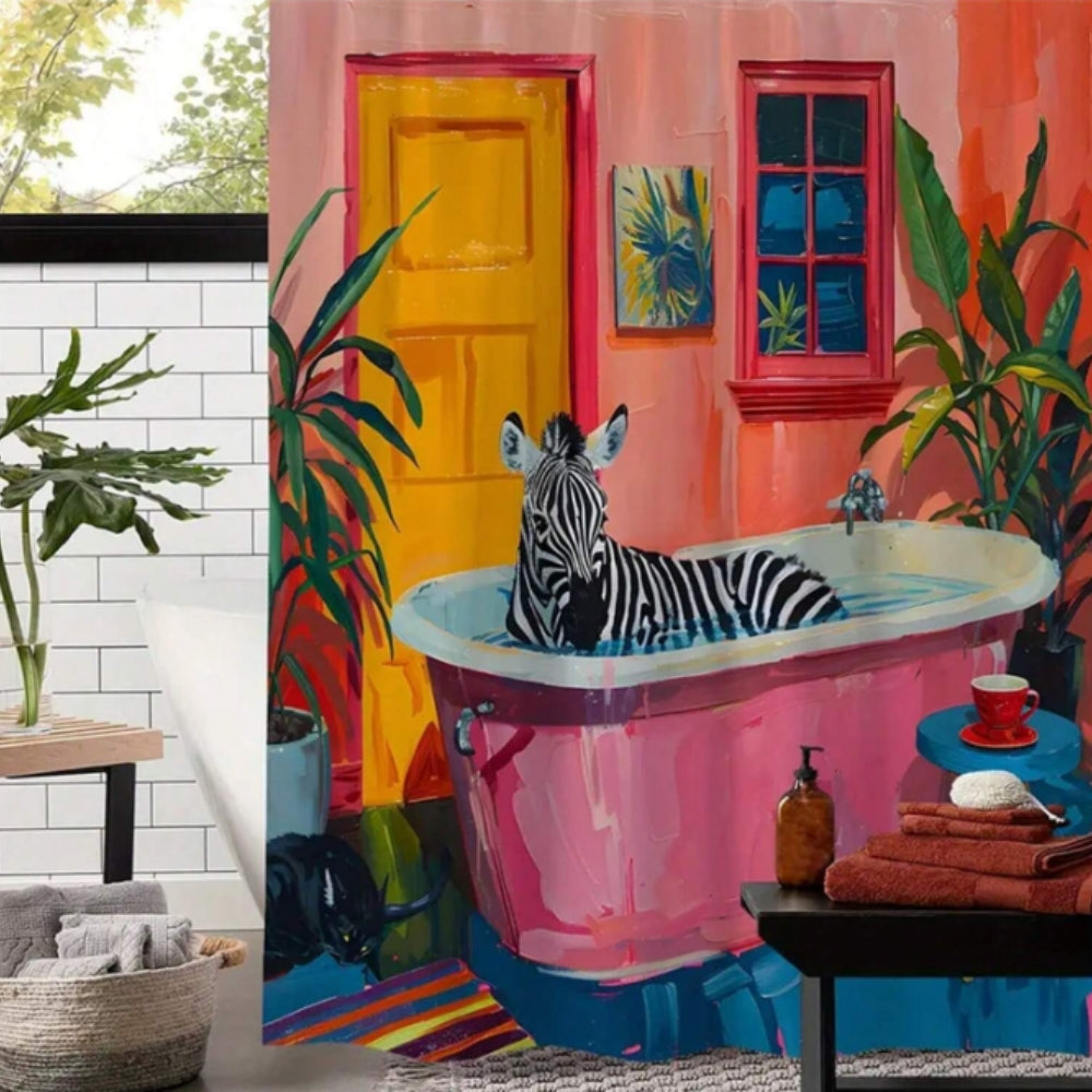 Speelse Roze Zebra Gordijn