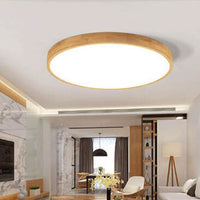 Ronde LED Plafondlamp met Houten Frame
