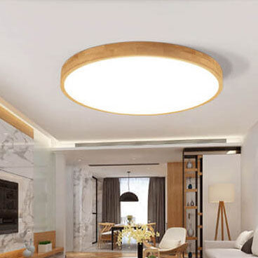 Ronde LED Plafondlamp met Houten Frame
