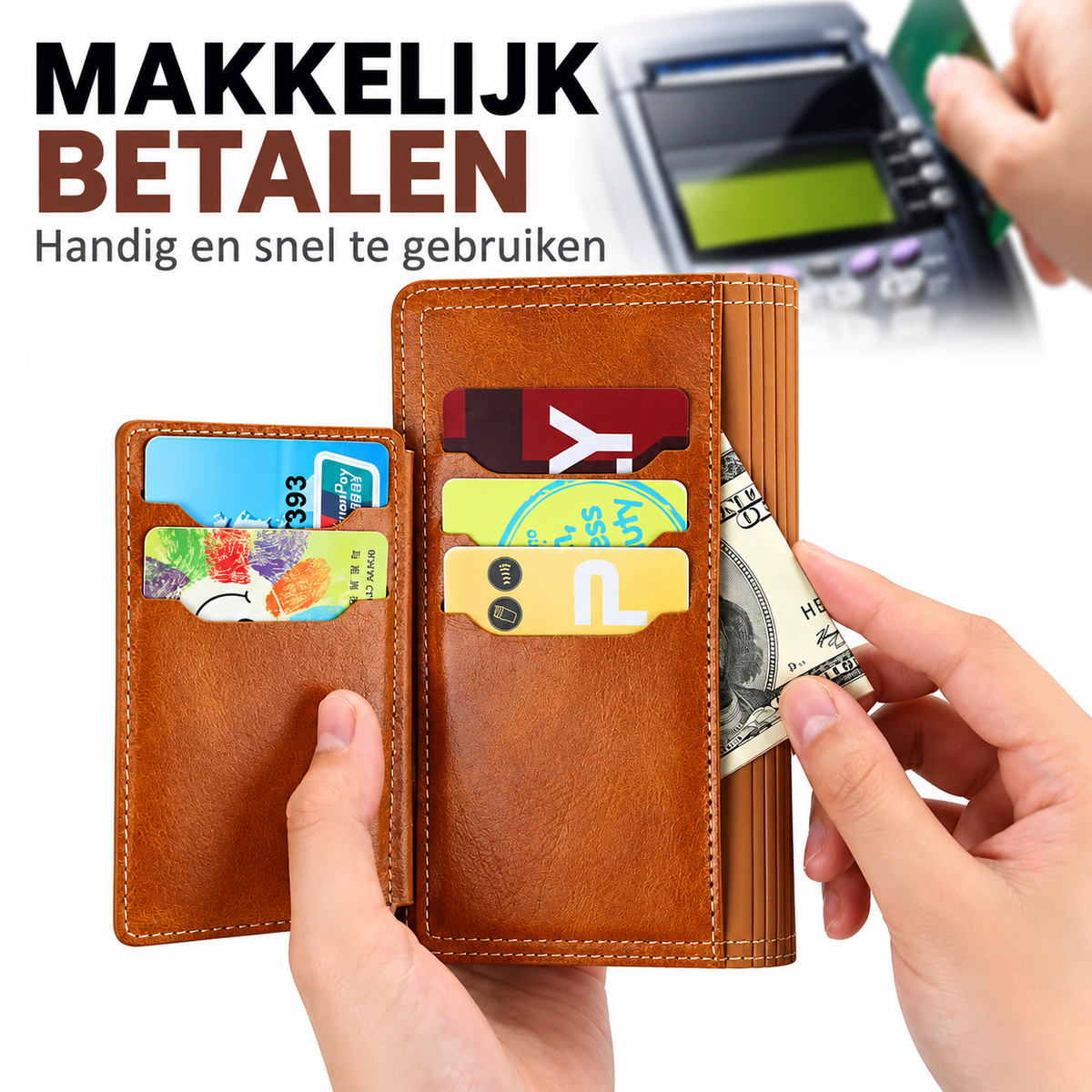 Premium Leer iPhone Flip Portemonnee & Stand Case