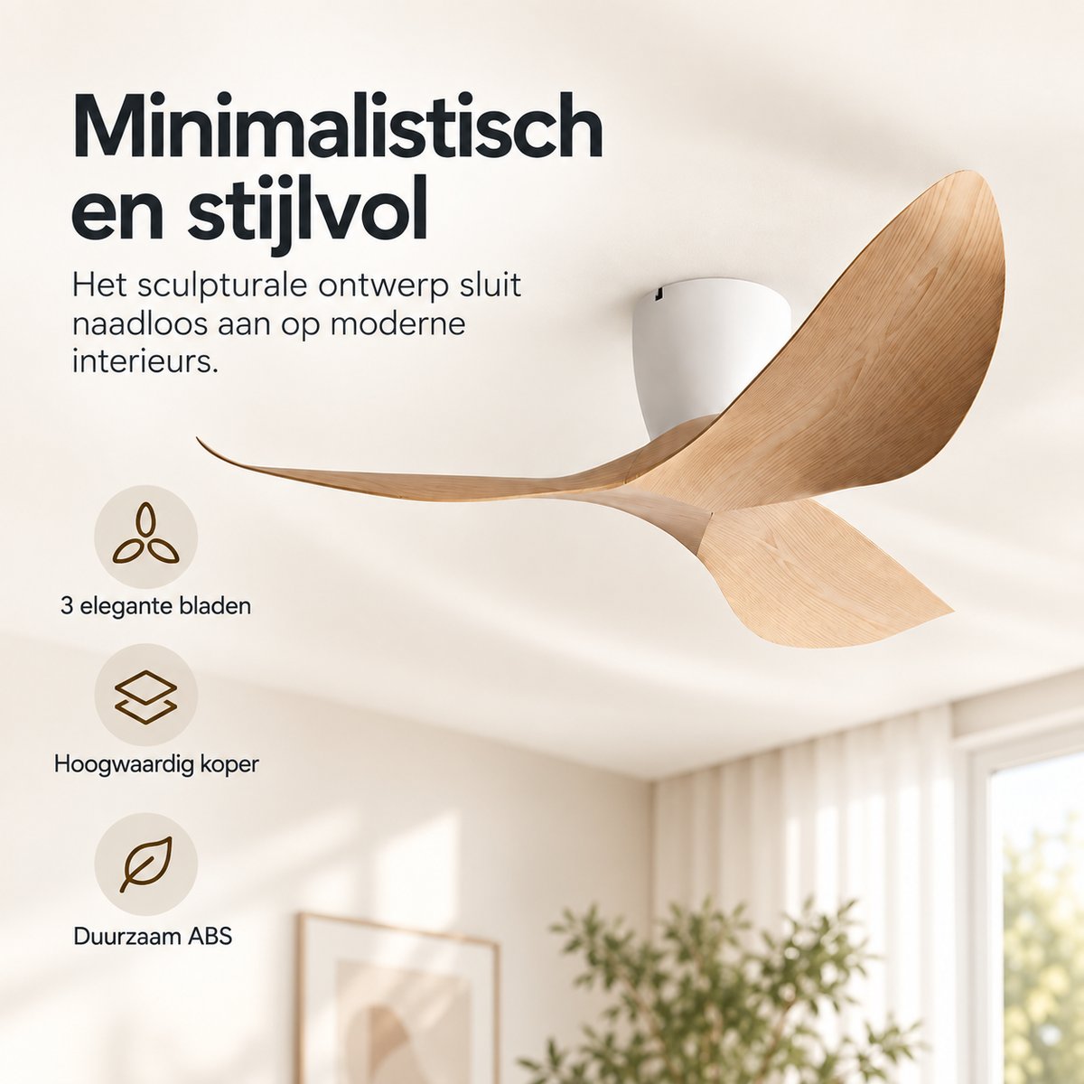 Nelvarn – Minimalistische Plafondventilator Met Bladen