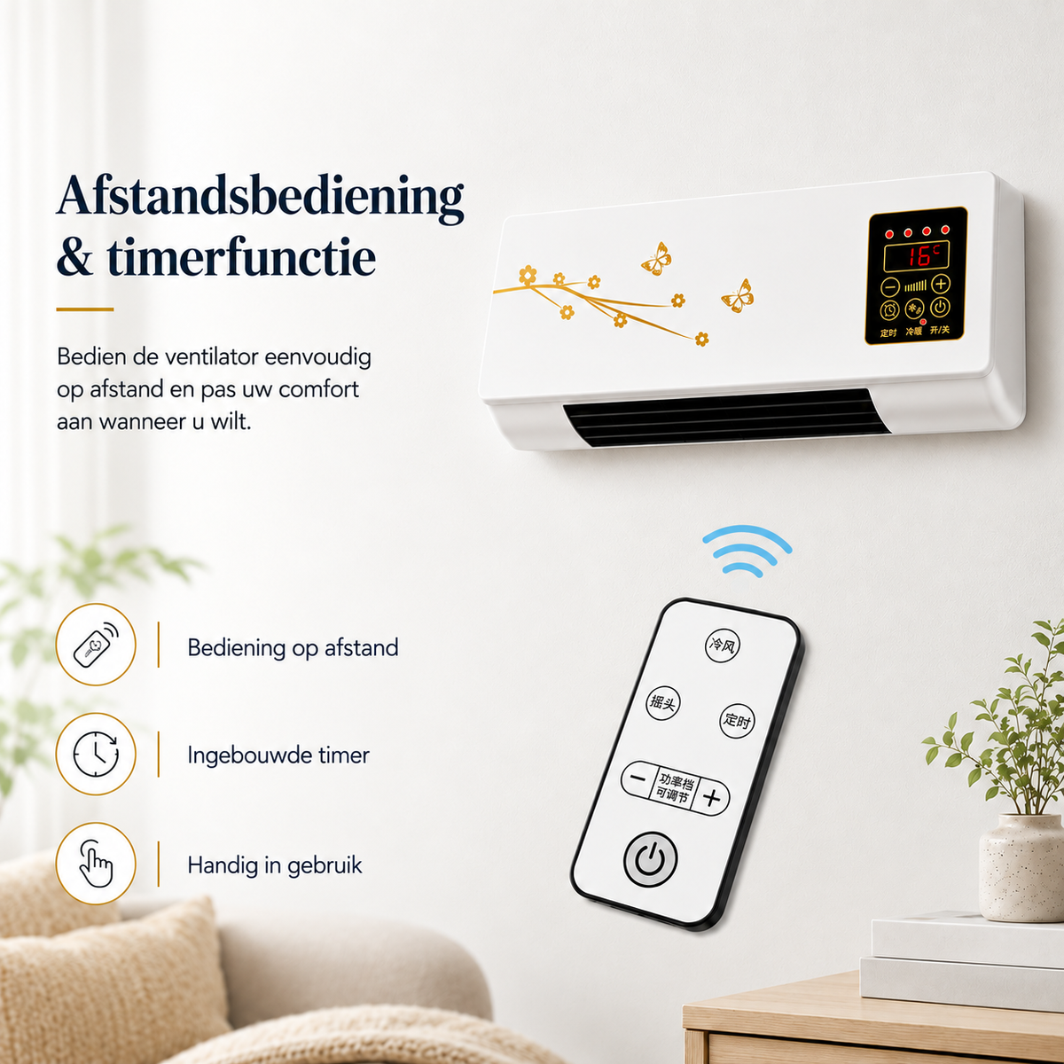 AirChill – Compacte Wandventilator met Afstandsbediening