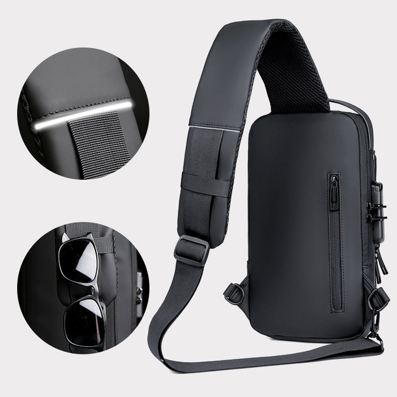 Diefstalbestendige schoudertas met USB-oplaadpoort