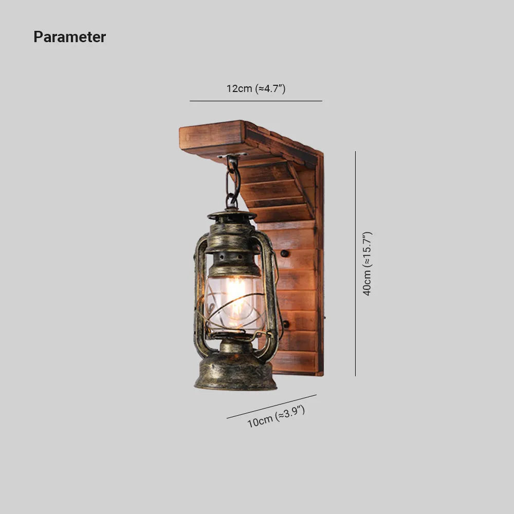 Lyros Lantaarn Vintage Houten Rustieke Wandlamp