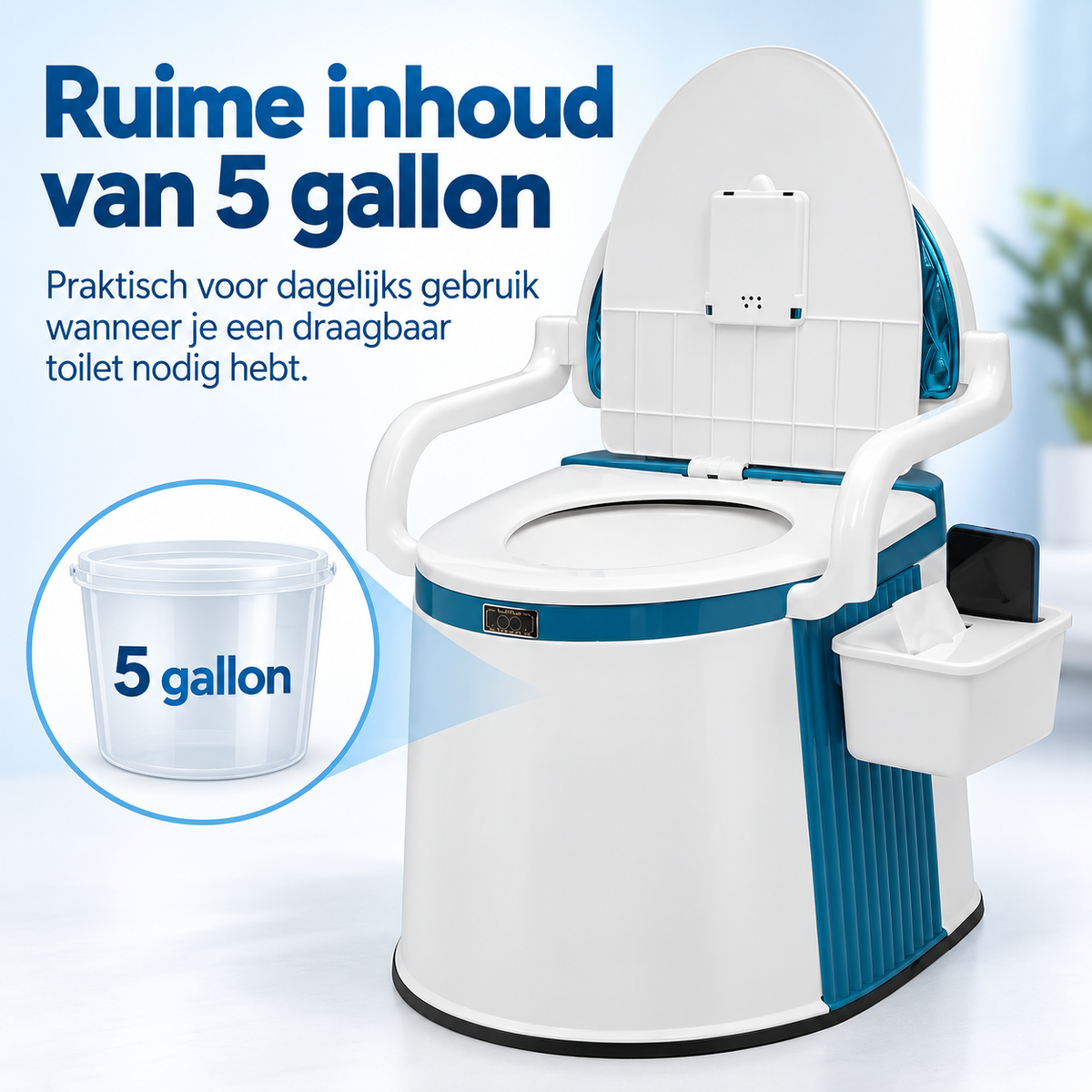 Draagbaar Toilet voor Volwassenen en Ouderen met Ergonomisch Ontwerp