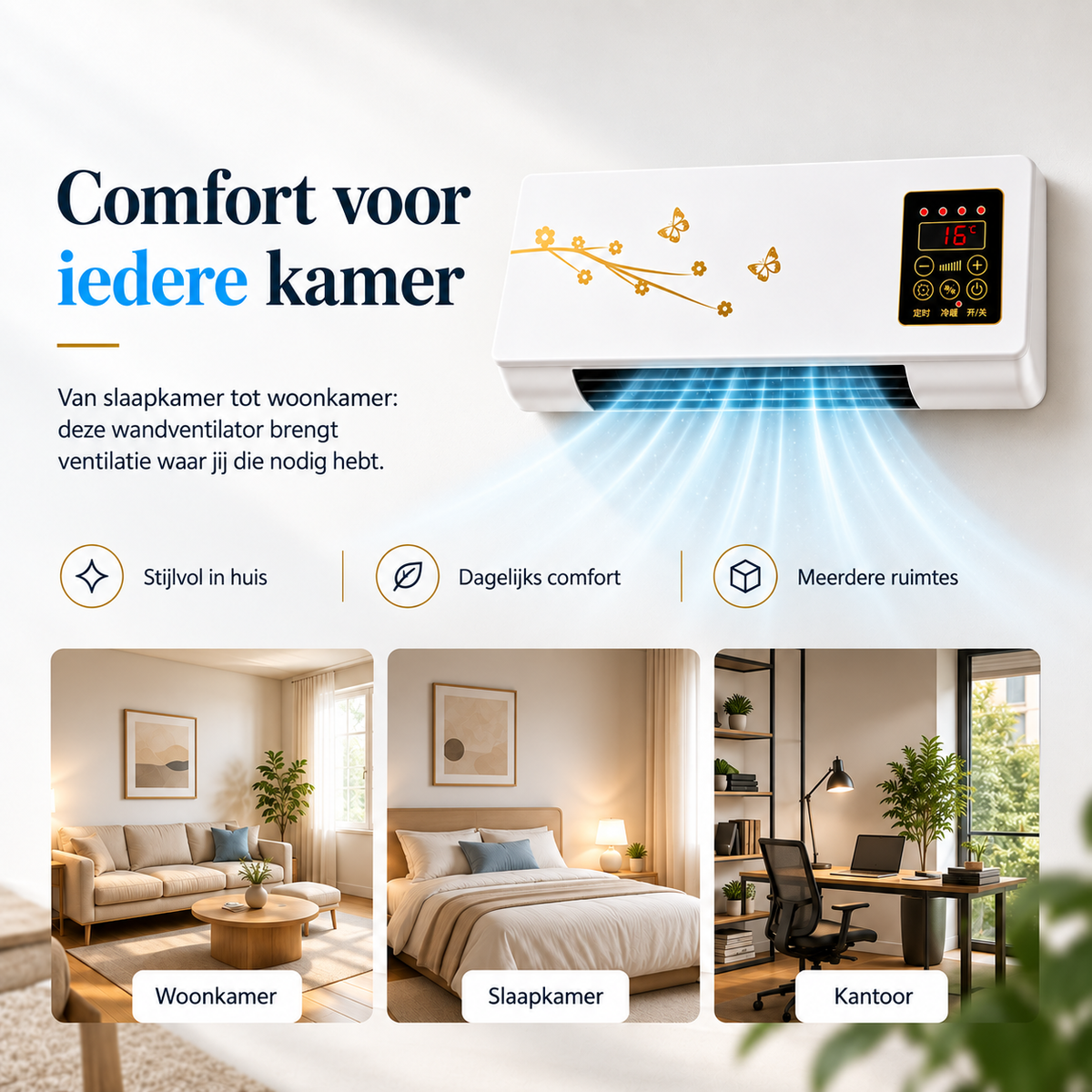 AirChill – Compacte Wandventilator met Afstandsbediening