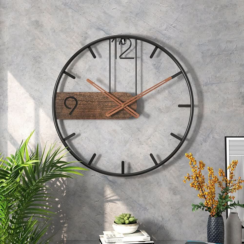 Horium Klok Grote Ronde Metalen Wandklok Voor Modern Interieur Met Elegante Touch