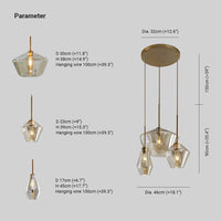 Juni Hanglamp Glas, Helder/Amber Diamantvorm