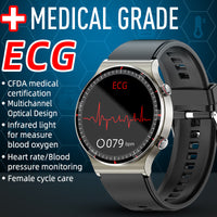 Medische EKG-Smartwatch | CFDA-gecertificeerd | 512Hz Hoge Precisie Biosensor | SpO2- & Hartslagmonitoring | AI-gebaseerde Ademhalingsanalyse | IP67 Waterdicht