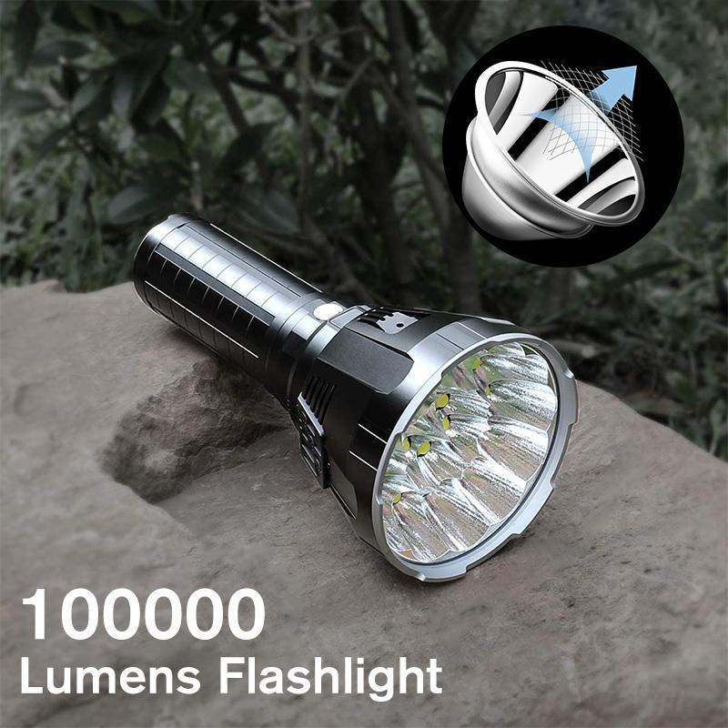 MS18 High-Performance LED Zaklamp | 100.000 Lumen | 18x Cree XHP70 2.0 LEDs | 2,3 km Bereik | IP56 Waterdicht | OLED-Statusdisplay | Inclusief Accupack