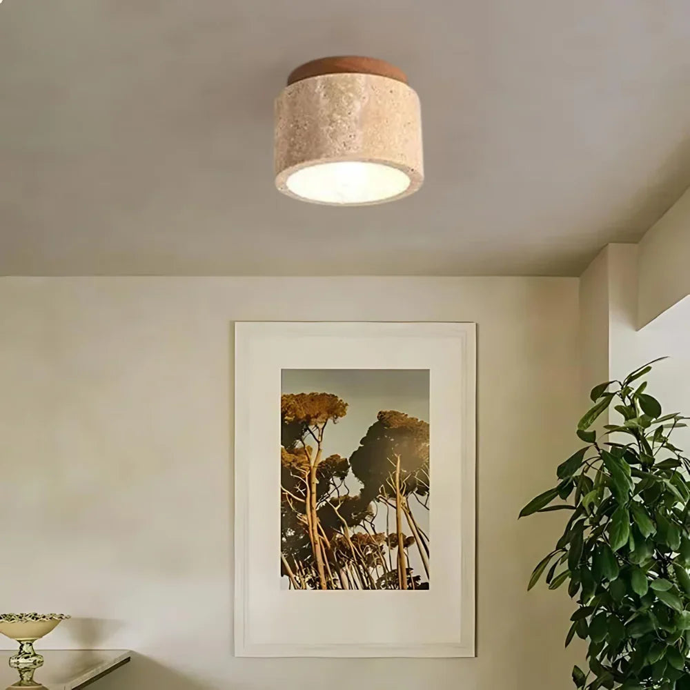 De Stone Travertine Japandi Plafondlamp