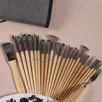 Professionele Kunstpenseel met Natuurlijke Houten Handvatten Set