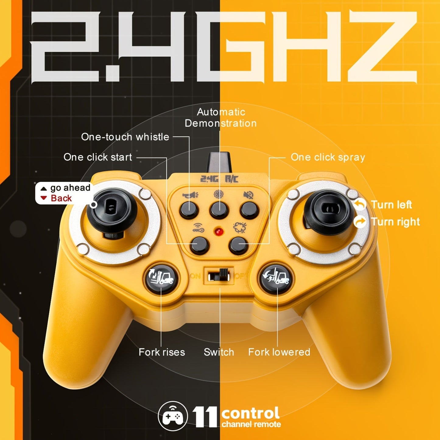 Zware Remote Control Heftruck – 1:24 Schaal met Lichten & Trailer