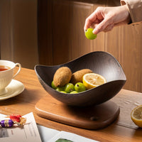 Grote Fruitschaal met Houten Uiterlijk – Decoratief en Praktisch voor Tafelgebruik