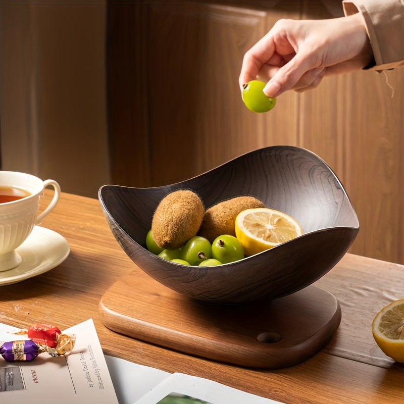 Grote Fruitschaal met Houten Uiterlijk – Decoratief en Praktisch voor Tafelgebruik