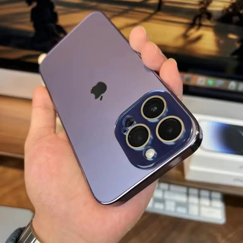 Gegalvaniseerde Matte Acryl Gehärt Glas iPhone Beschermhoes