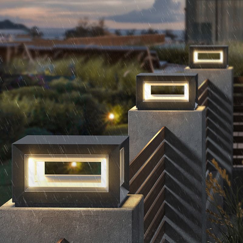 Ray Hedendaagse LED Cube Metalen Buitenlampen, Zwart