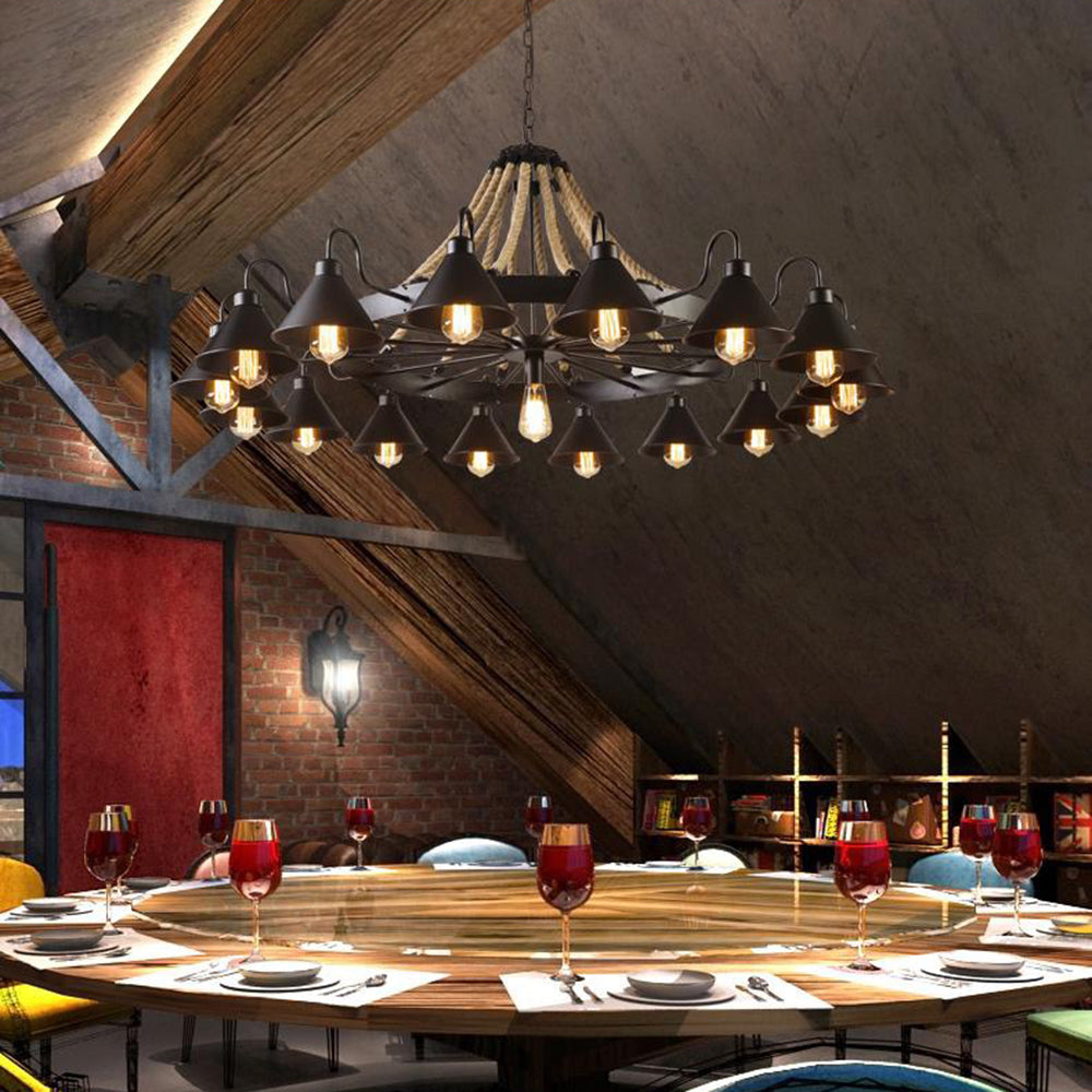 Epoch Vintage Industriële Touw Chandelier Woonkamer