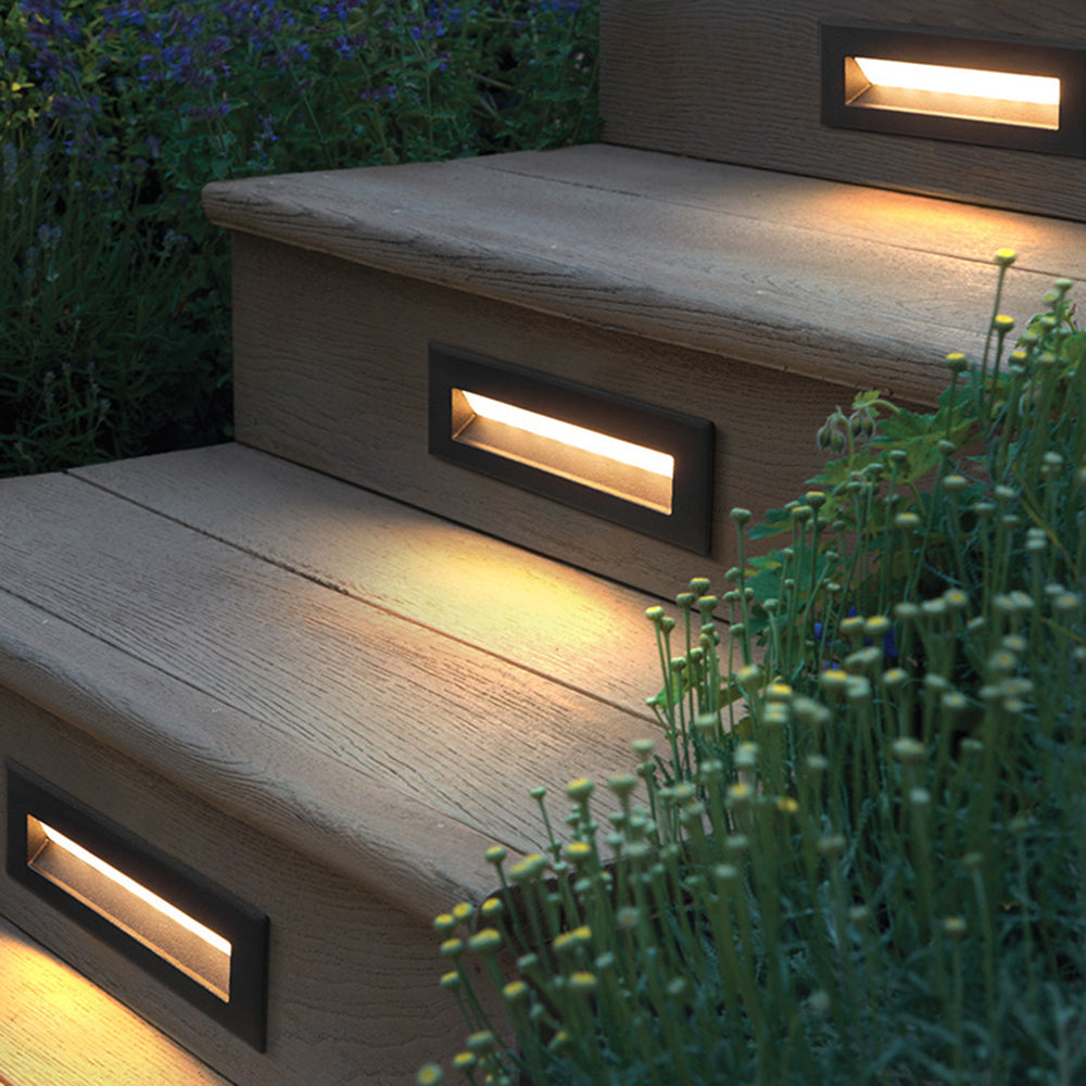 Ray Moderne Metalen Rechthoekige Buitentrap/Deck Licht, Zwart