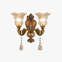 Ramiq Vintage Flor Metaal/Glas Wandlamp, Goud