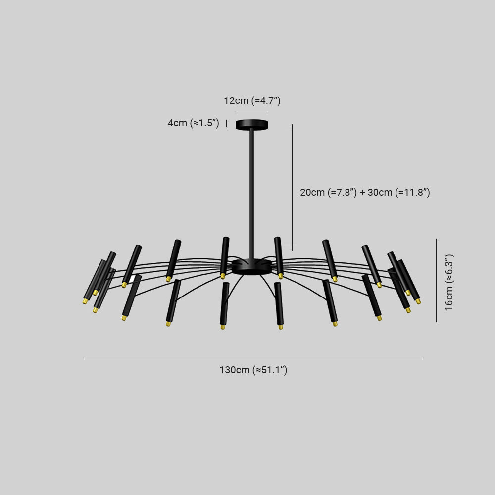 Arisha Moderne Geblazen Lineaire Metaal Meerdere Hoofd Chandeliers
