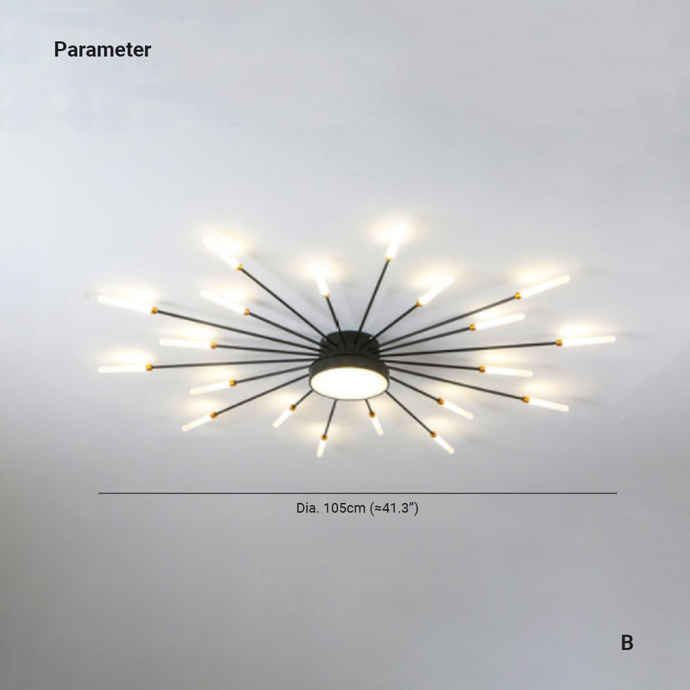 Wesley Plafondlamp Vuurwerk Lineair Modern Zwart/Goud