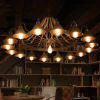 Metalen Zwarte Kroonluchter Lichtarmatuur Conische Industriële Touw Plafond Hanglamp met Wagenwielontwerp