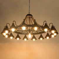 Metalen Zwarte Kroonluchter Lichtarmatuur Conische Industriële Touw Plafond Hanglamp met Wagenwielontwerp
