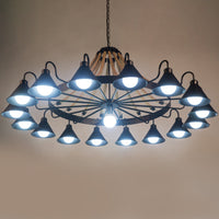 Metalen Zwarte Kroonluchter Lichtarmatuur Conische Industriële Touw Plafond Hanglamp met Wagenwielontwerp
