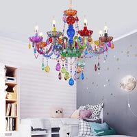 Nepkaars Hanglamp Mooie Glazen Multi-Kleurige Kroonluchter met Druppel Kristal voor Kleuterschool